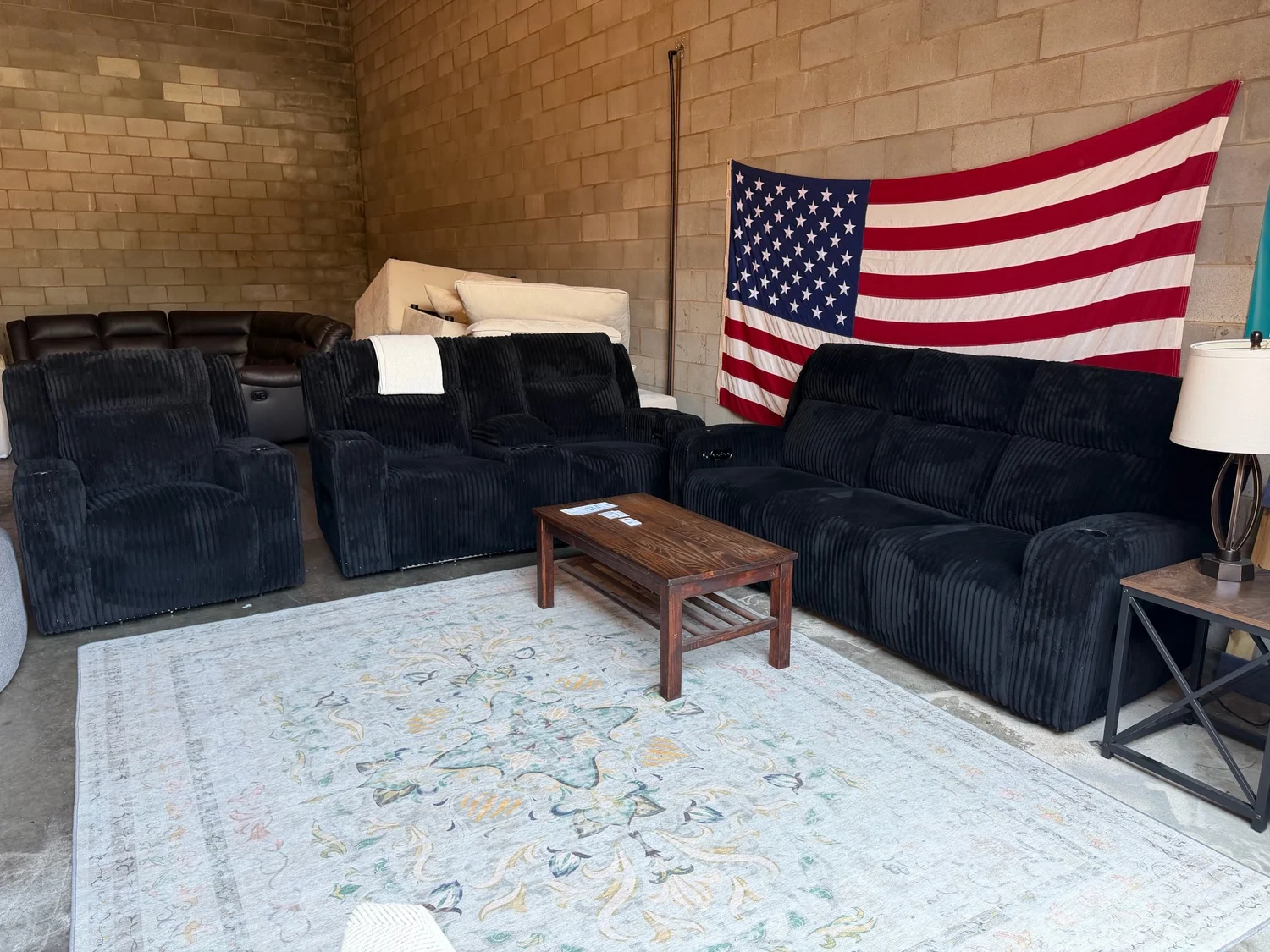 Fully Loaded Electric Reclining Sofa Set with Console + Sound System