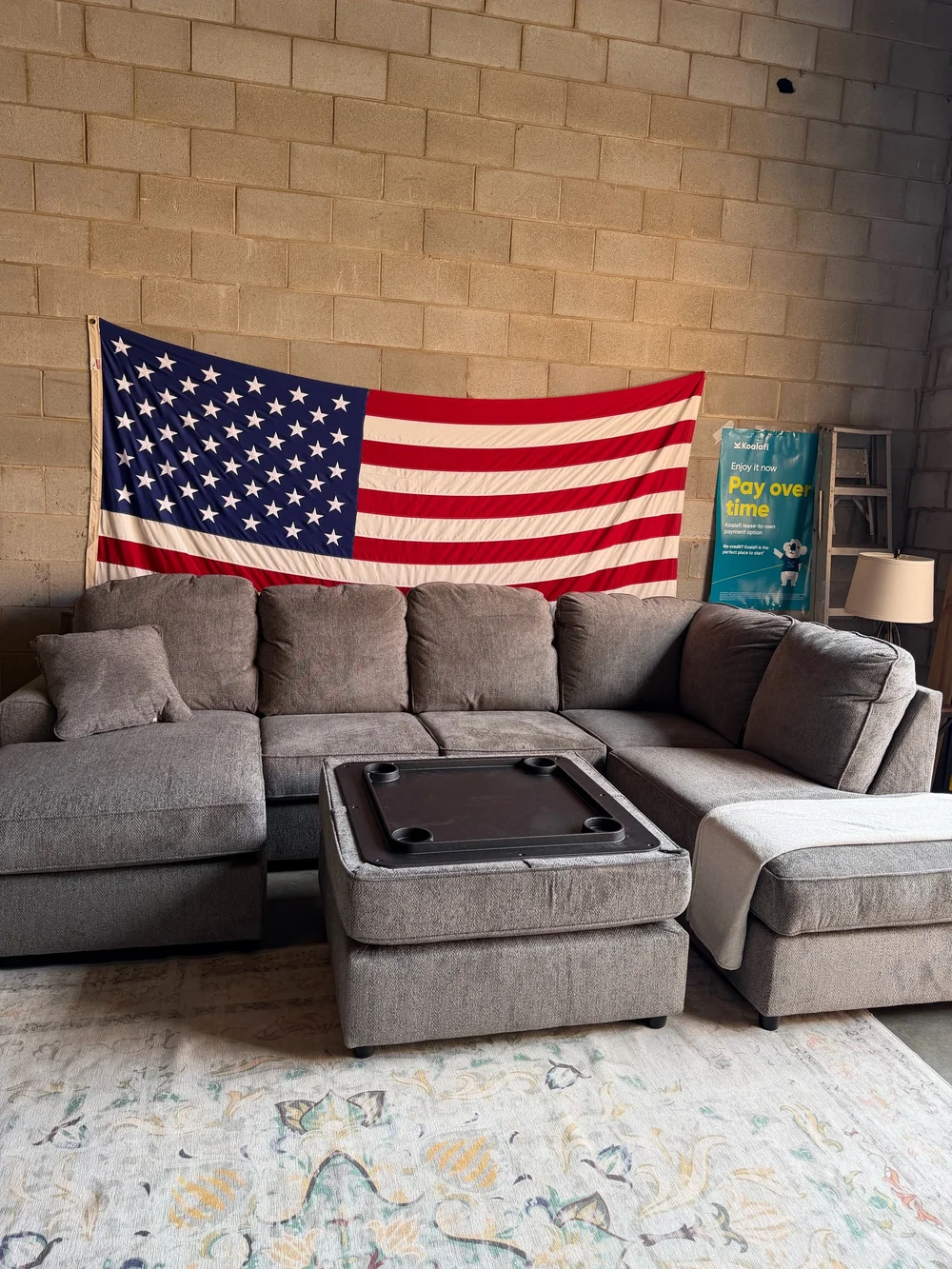 Sectional Sofa w/ Chaises and Storage Flip Top Ottoman