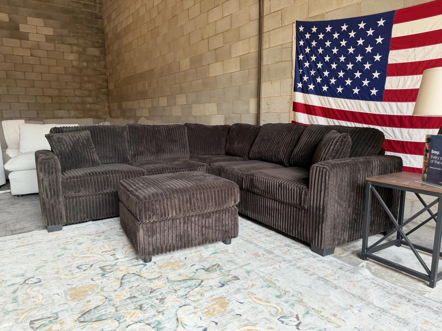 Brand New Sectional Sofa with Ottoman and Charging Ports