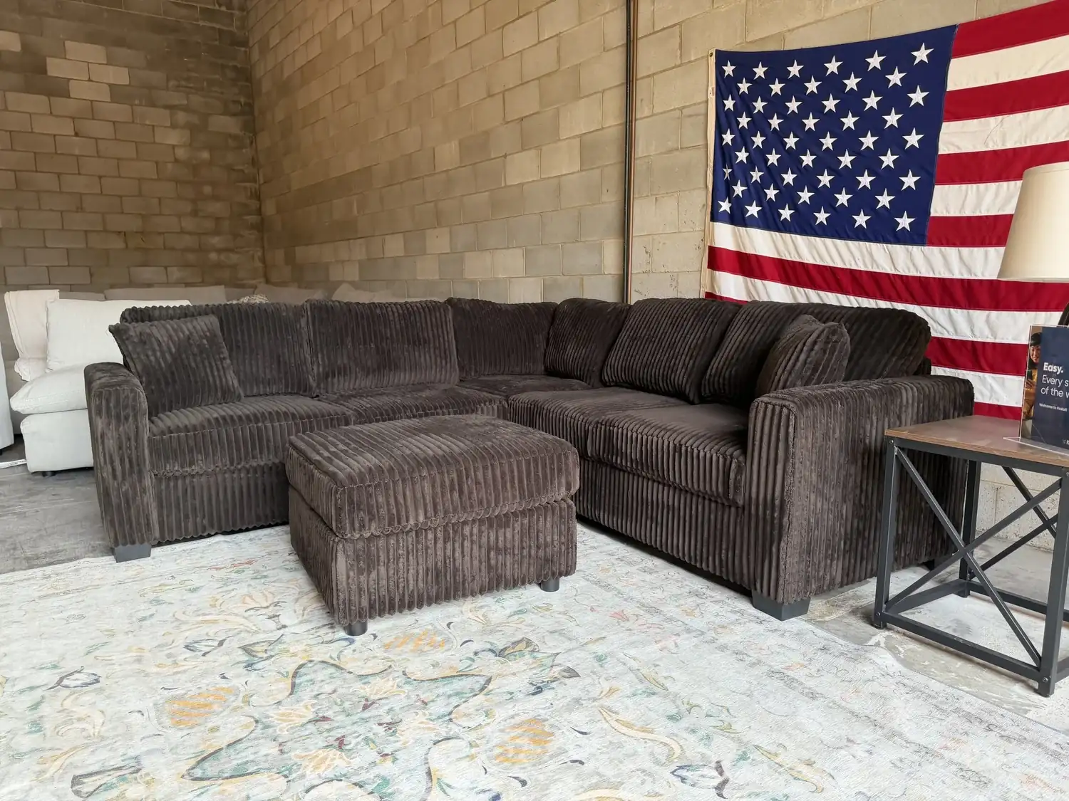 Brand New Sectional Sofa with Ottoman and Charging Ports