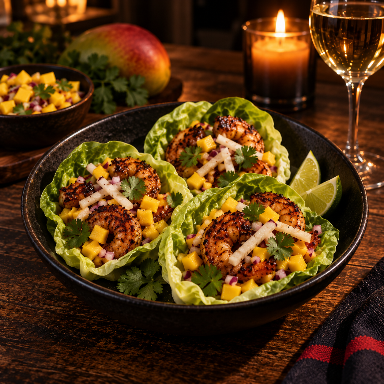 Jerk Shrimp Wraps with Mango Slaw