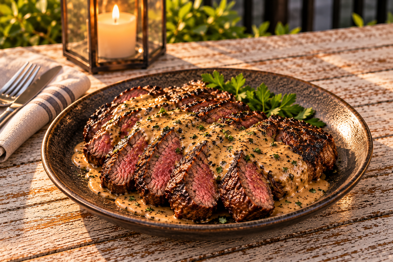 Bourbon Sirloin Steak with Bourbon Cream Sauce