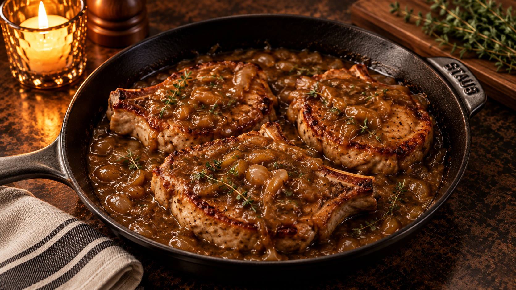 Balsamic Dijon Pork Chops with Pan Sauce