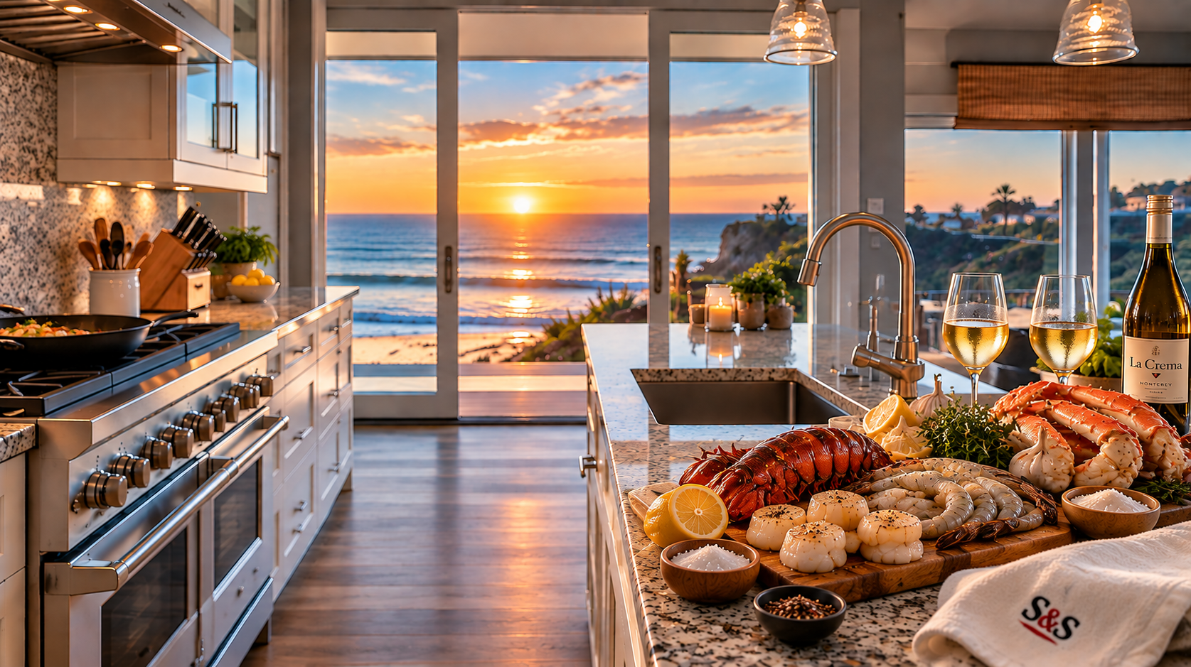 Seafood date night in a coastal kitchen