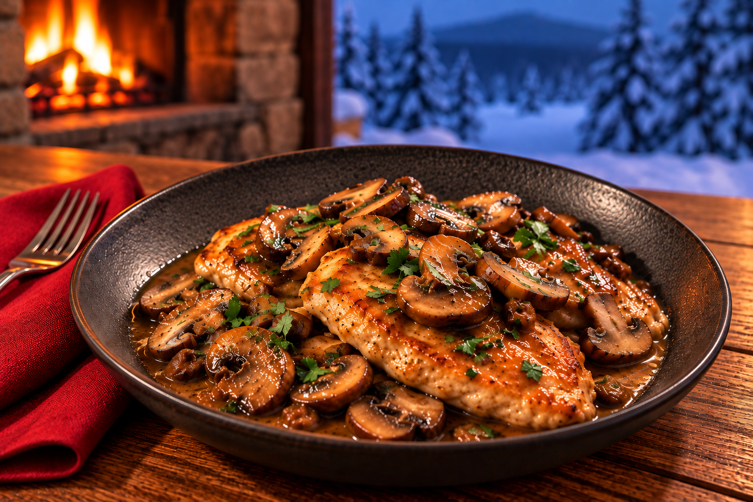 Chicken Marsala with mushrooms