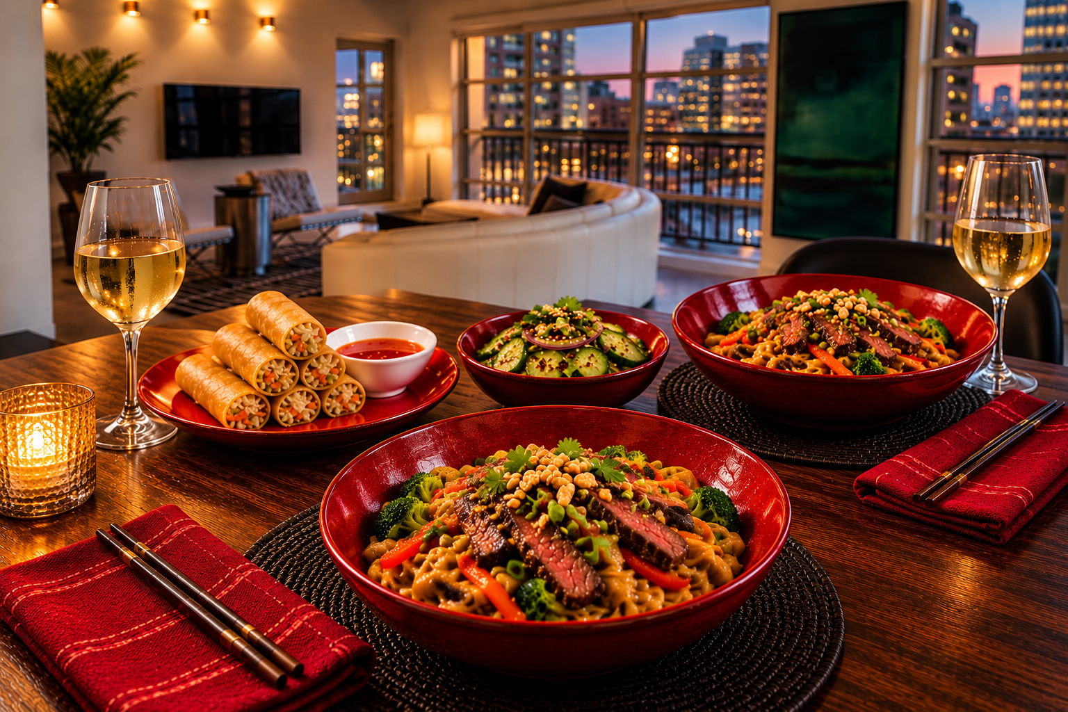 Thai Peanut Noodles with Seared Skirt Steak