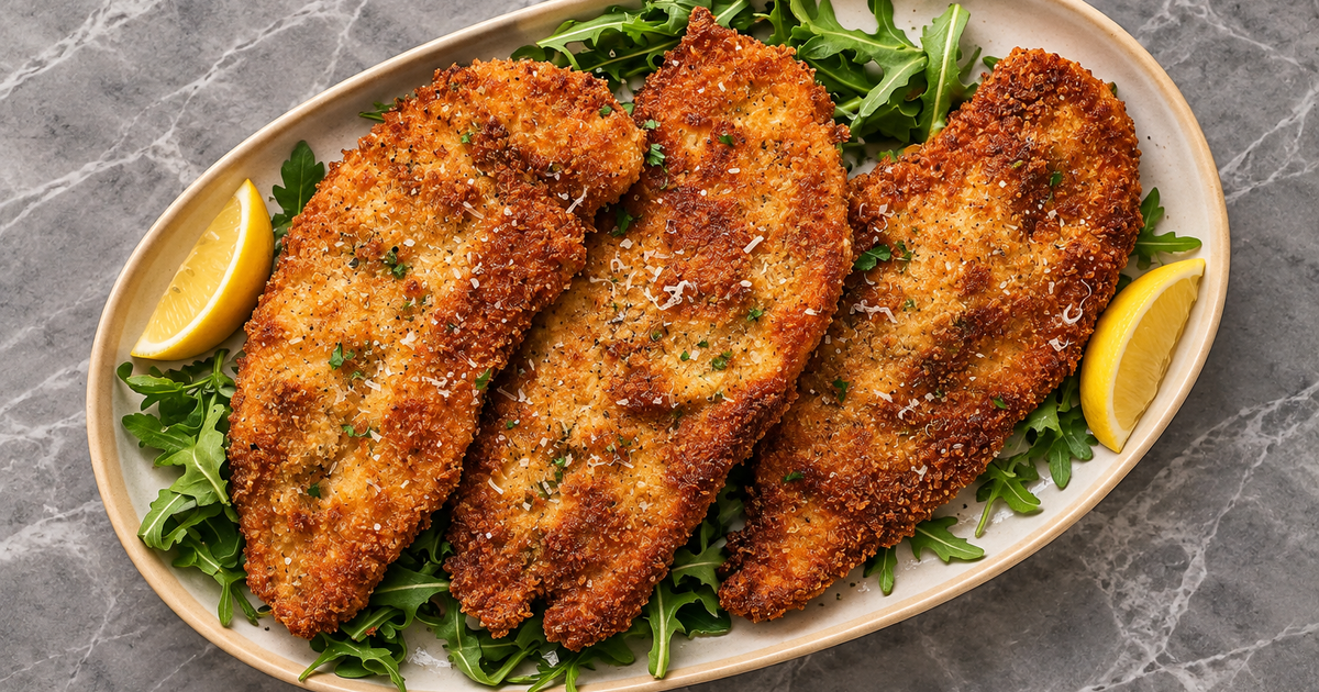 Crispy Chicken Milanese with a golden Parmesan-panko crust