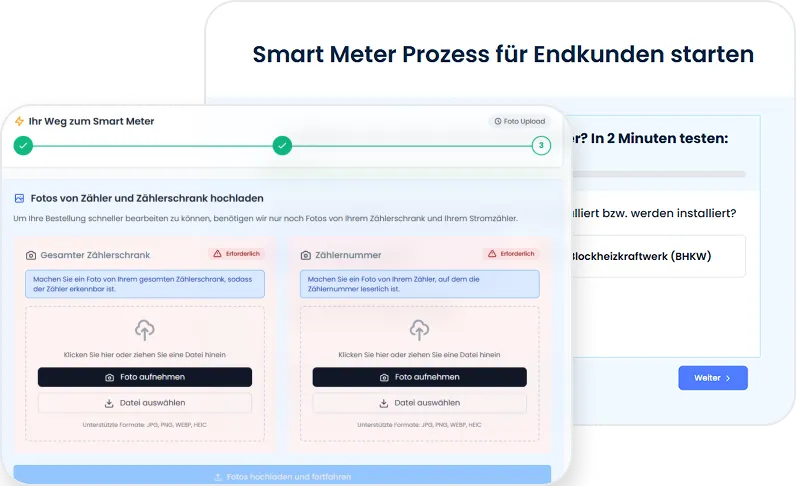 Smart-Meter-Bestellprozess auf der Kunden-Landingpage
