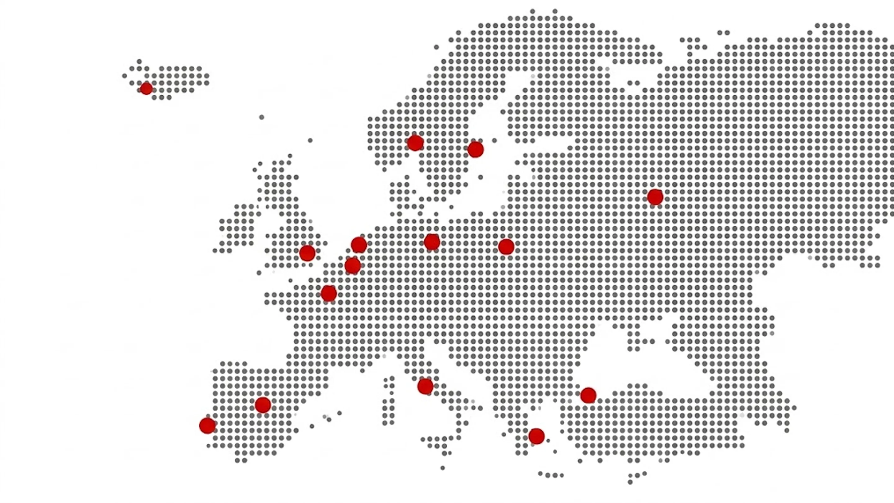 Europakarte mit markierten Orten