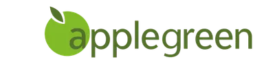 Applegreen logo with a green apple icon to the left and the word 'applegreen' in lowercase letters in green.