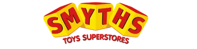 Smyths Toys Superstores logo with the word Smyths in bold red letters on yellow shapes and Toys Superstores in smaller red letters below.
