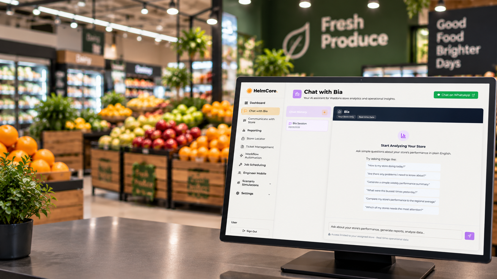 computer in retail grocery store