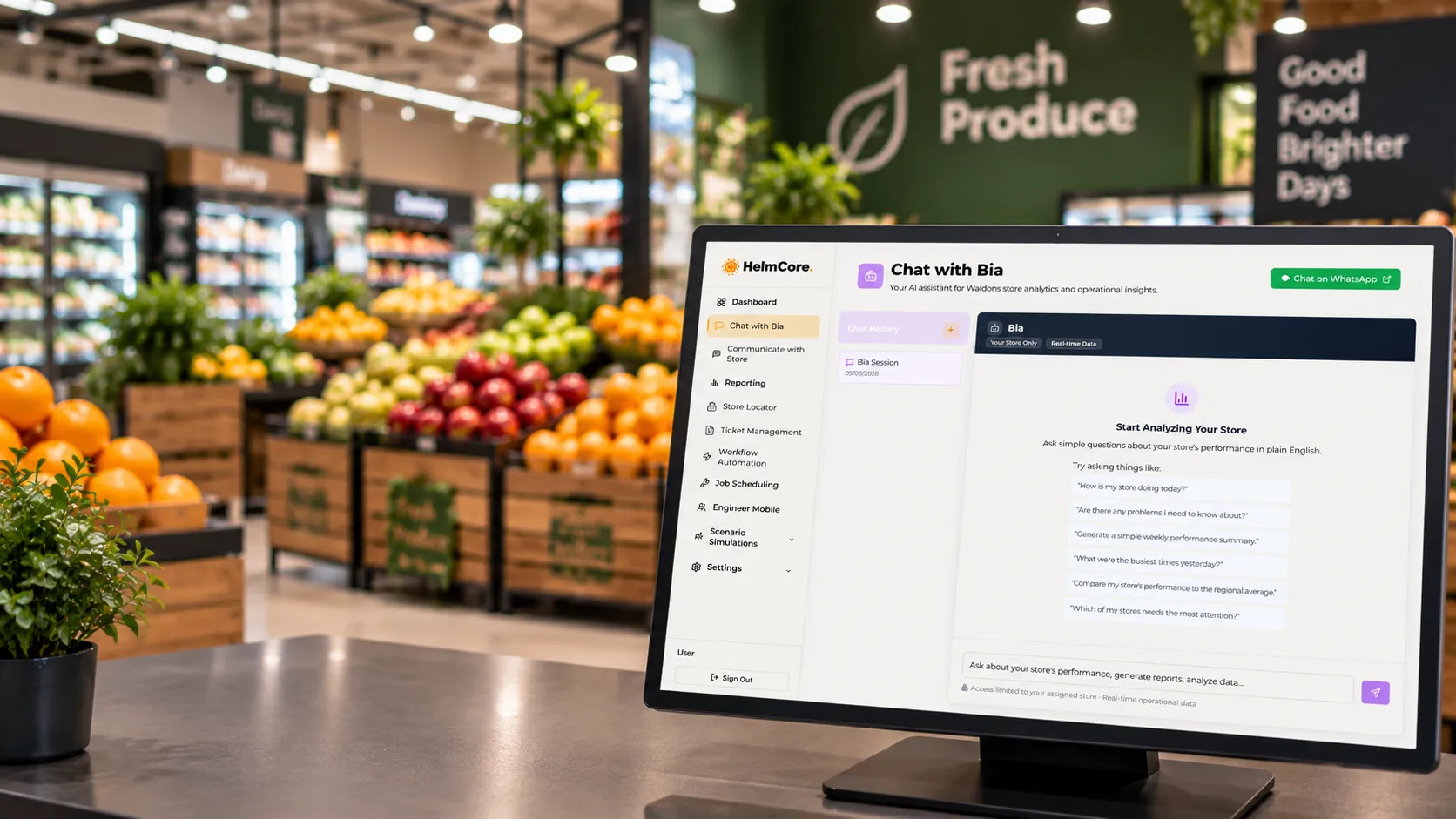computer in retail grocery store