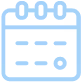 Icon of a calendar with a blue outline, featuring a crown on top and two horizontal lines below, symbolizing a special date or event.