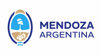 Logo featuring a stylized helmet design enclosed in an oval shape with a fist and small squares beneath, next to the text 'Mendoza Argentina' in bold uppercase letters.