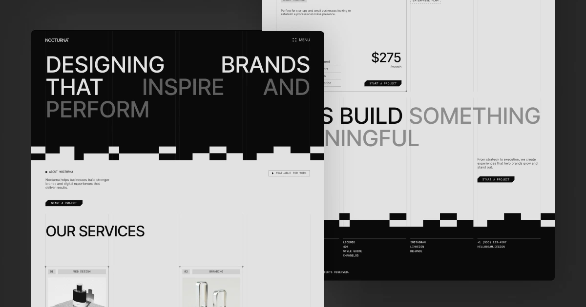 High-fidelity editorial web template featuring bold typography, gradient visual direction, and interactive layout components.