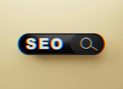 SEO search bar with a magnifying glass icon