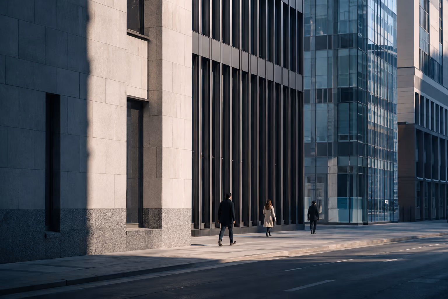 City street with office buildings