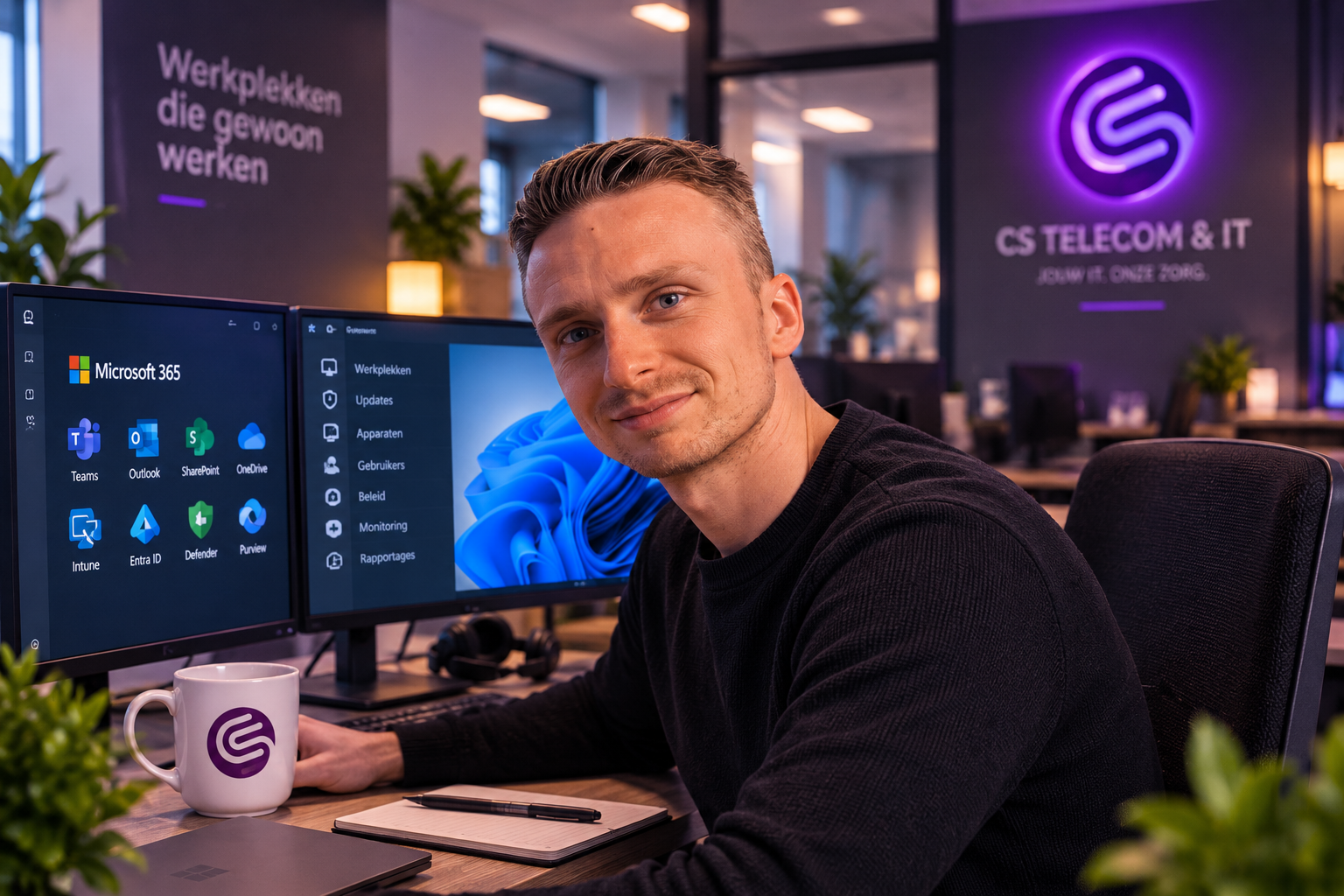 [background image] image of workspace setup (for a blockchain and cryptocurrency)