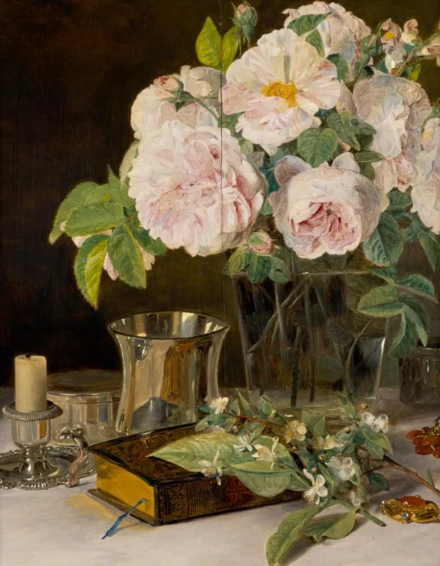 Ferdinand Georg Waldmüller, Rosen im Glas, 1831.