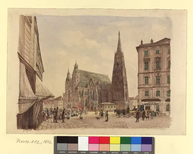 Rudolf von Alt, Stephansdom, Aquarell von 1832.