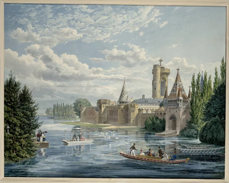 Eduard Gurk, Die Franzensburg in Laxenburg bei Wien, Guckkastenblatt um 1838.