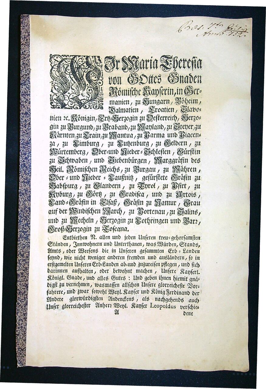 Eine Verordnung von 1752