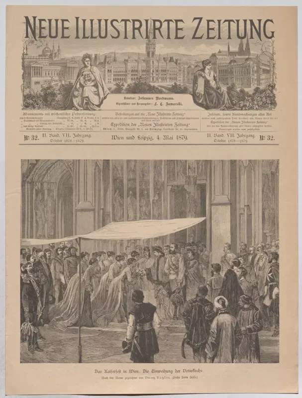 Titelseite der Neuen Illustrirten Zeitung vom Mai 1879 mit einem Holzstich von der Einweihung der Votivkirche