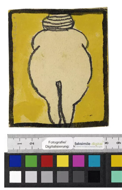 Egon Schiele, Entwurf für eine Wanddekoration im Atelier Wattmanngasse (Venus von Willendorf), 1918, Wien Museum.