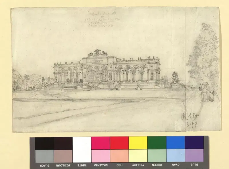 Zeichnung der Gloriette im Schlosspark Schönbrunn von Rudolf von Alt, 1847