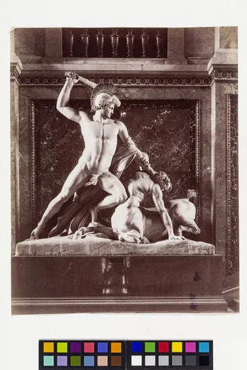 Kunsthistorisches Museum, Stiegenhaus mit der Theseusgruppe von Antonio Canova, Fotografie um 1890