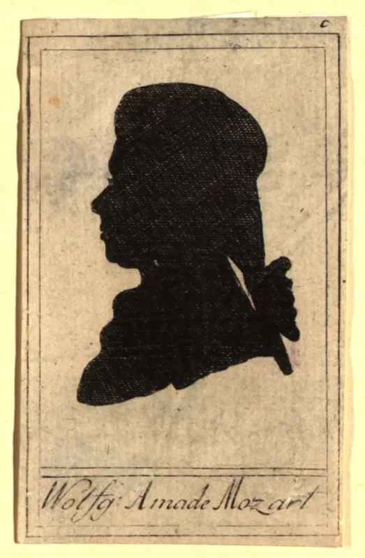 Silhouette Wolfgang Amadeus Mozarts von Johann Hieronymus Löschenkohl, um 1786
