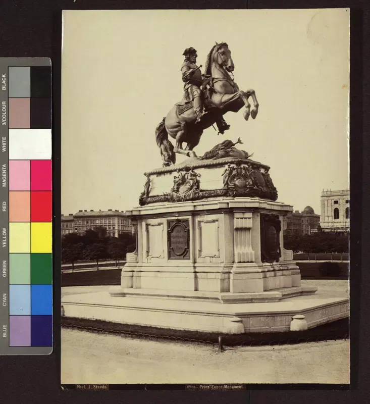 Fotografie um 1904: das Reiterstandbild des Prinzen Eugen auf dem Heldenplatz in Wien