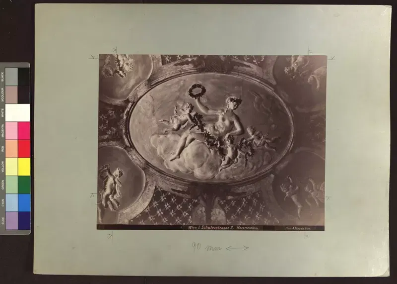 Fotografie um 1906: Decke im sogenannten Mozart-Zimmer des Figarohauses, Schulerstraße 8 und Domgasse 5