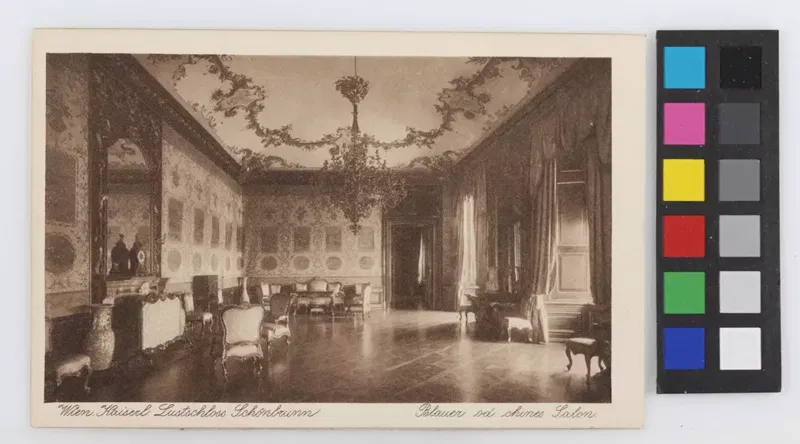 Der Blaue Chinesische Salon in Schloss Schönbrunn, Ansichtskarte um 1910