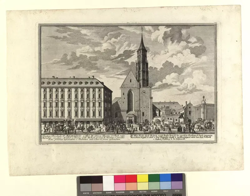 Die Pfarrkirche zu St. Michael in Wien, Kupferstich nach Salomon Kleiner, 1724.