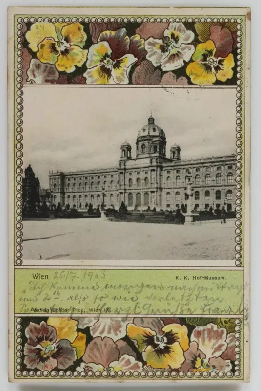 Ansichtskarte des Naturhistorischen Hofmuseums am Burgring in Wien, 1903.
