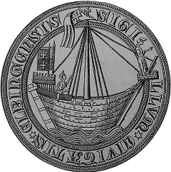 Circular medieval seal of Hanseatic League.