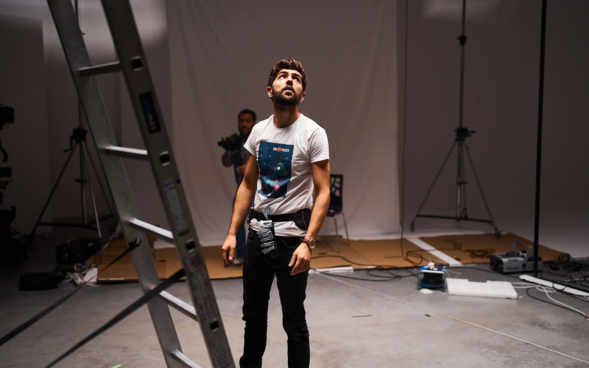 Crew setting up a shot