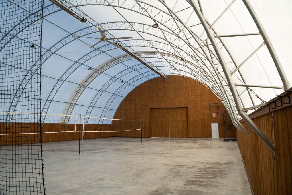 Thundura hoop building used for a volleyball gym