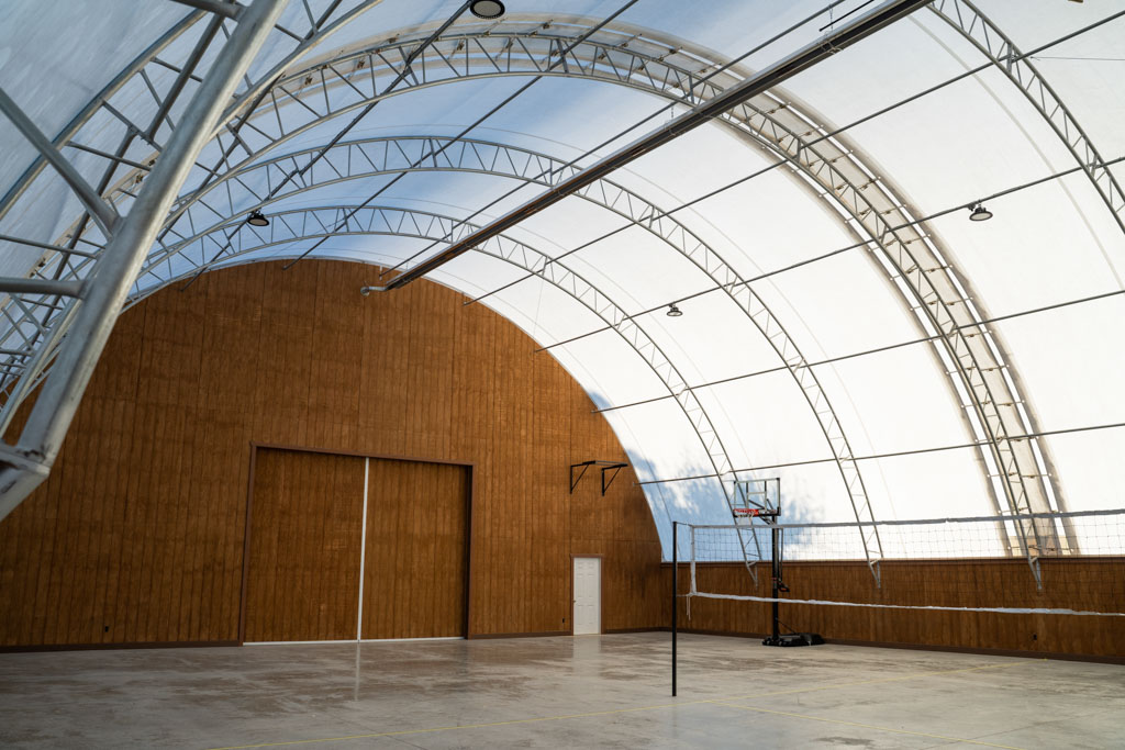 Thundura hoop building used for a volleyball gym