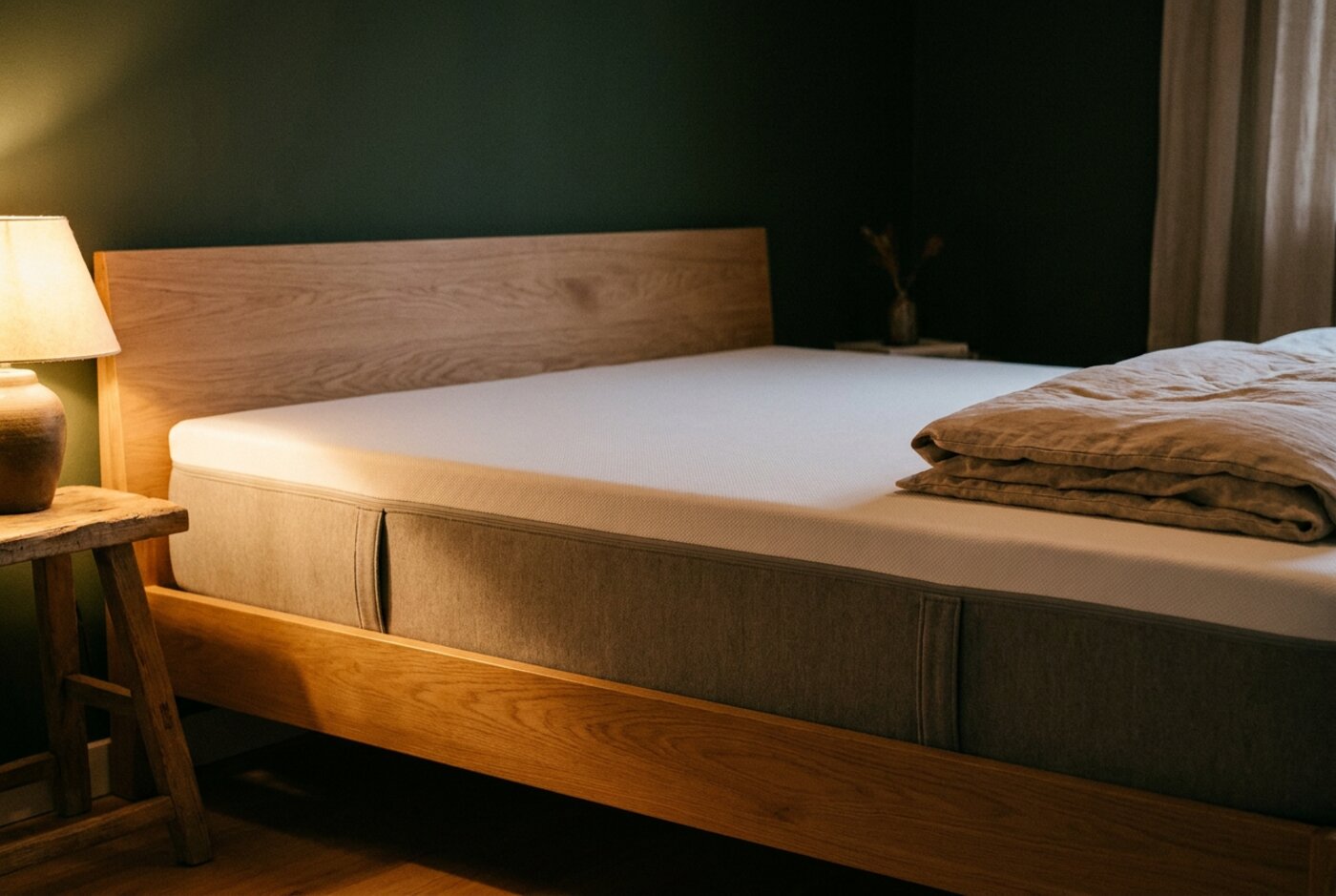 Ora Ultra Matratze im abendlichen Schlafzimmer mit warmem Licht