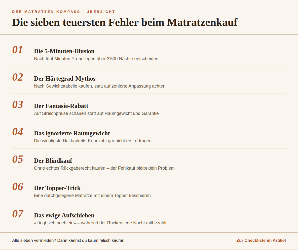 Zum Speichern: Die sieben teuersten Fehler beim Matratzenkauf im Überblick