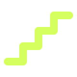 Icon of lime green stairs with a zigzag shape on a white background.