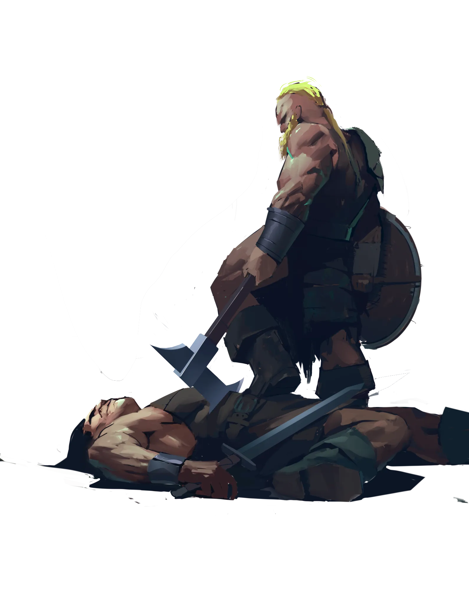 An Oltman standing over a fallen rival