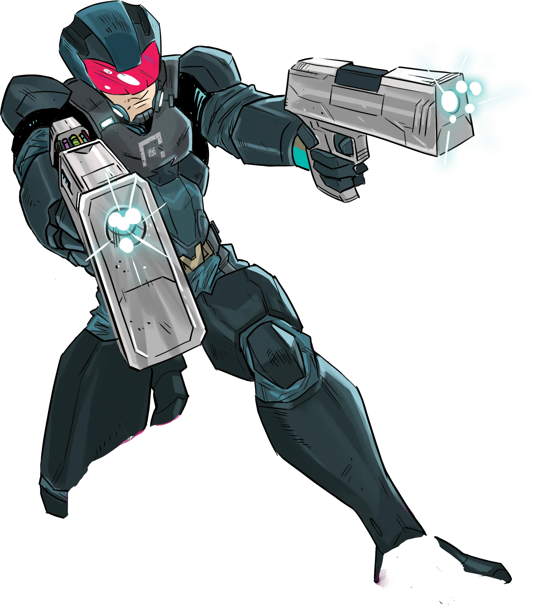 Atlantican in a mobility suit, illustrated by Erişcan Türk