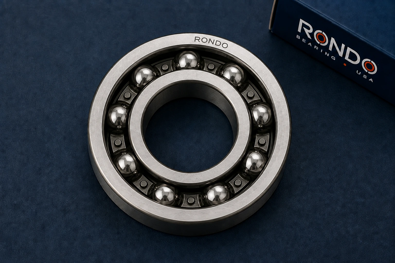 Natural steel bearing on a navy inspection surface.