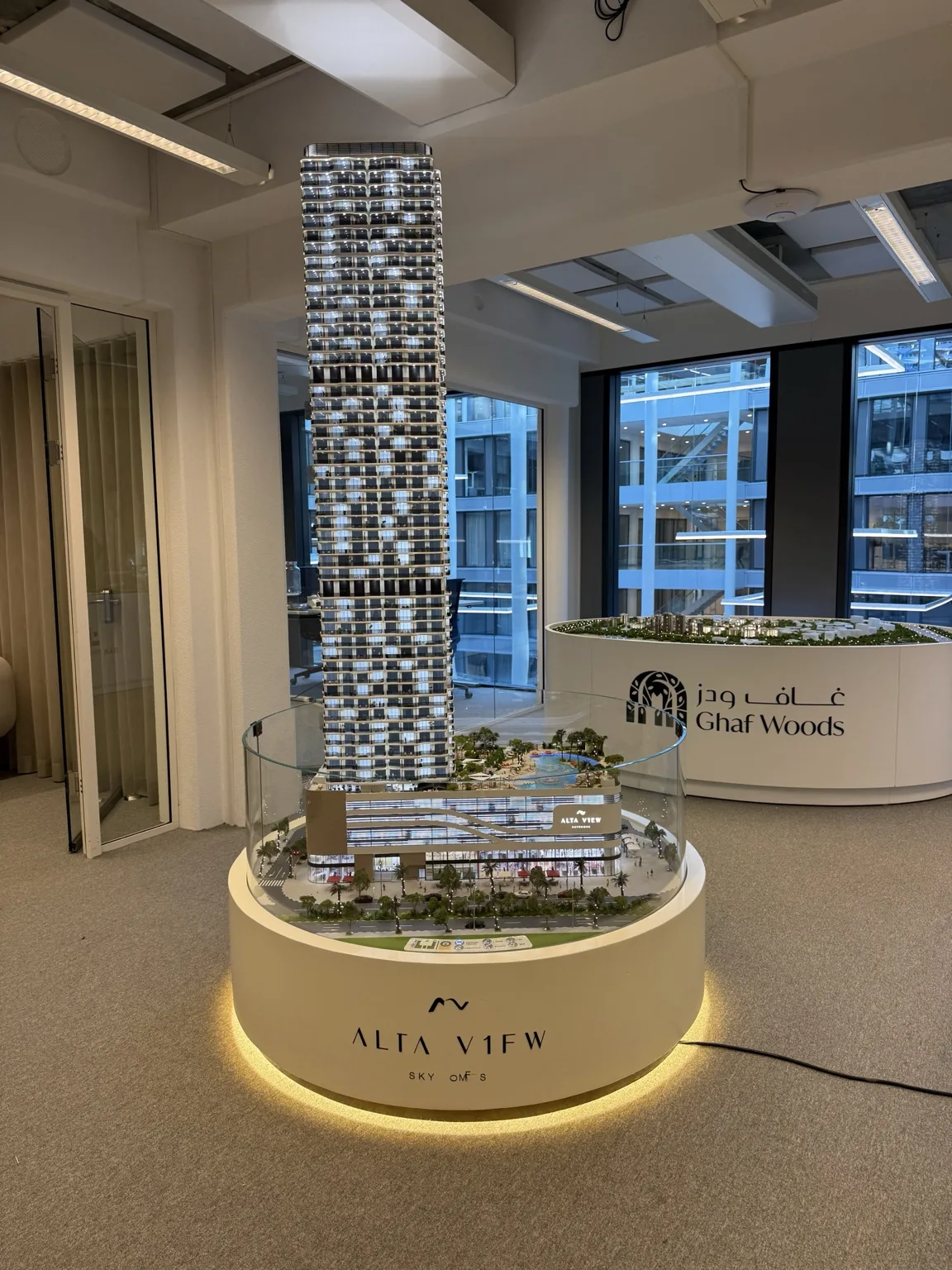 Architectuurmaquette van Alta View op presentatielocatie