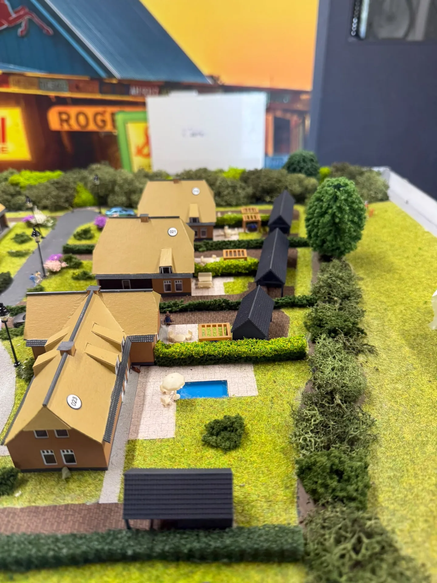Detailopname van een zorgvuldig afgewerkte maquette
