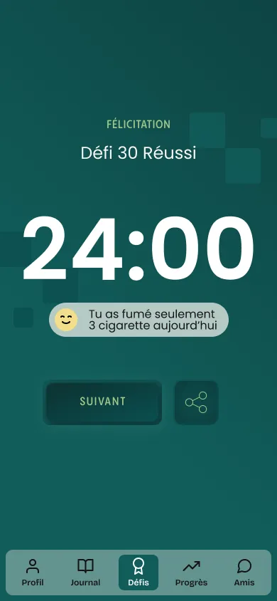 Défi réussi, chronomètre à 24 heures
